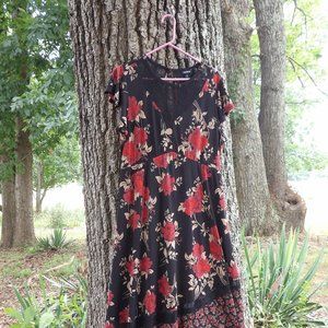 Torrid Asymmetrical Rose Dress w/ Lace Inset